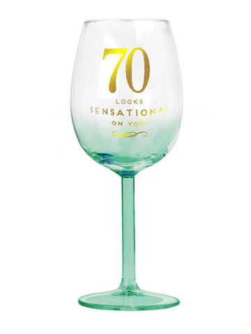 70th Birthday Wine Glass