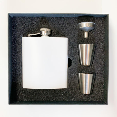 White 6oz Flask Gift Set