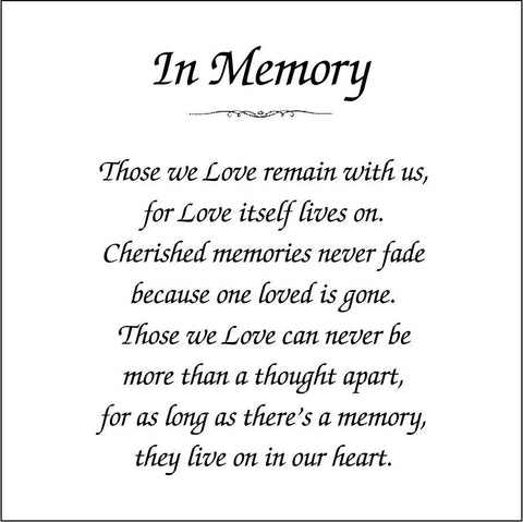 Engraving Idea - In Memory Poem