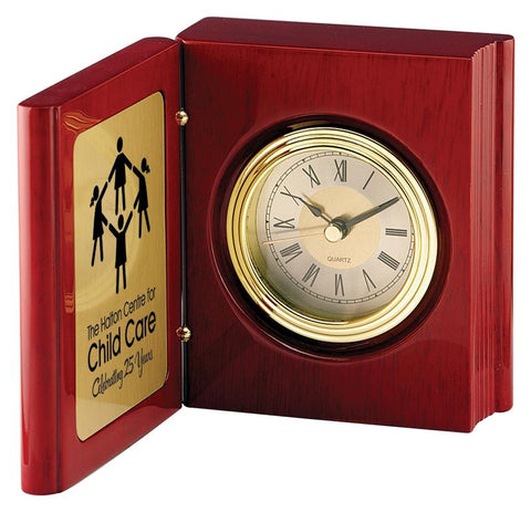 Book Style Rosewood Finish Clock