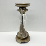Silver Pillar Candle Holder with Clear Stem