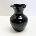 Black Glass Vase with Ruffle Top