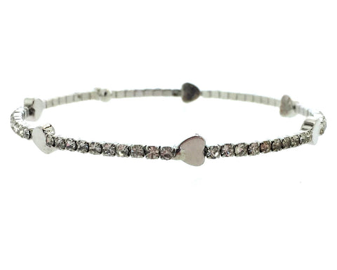 Rhinestone Bracelet with Solid Hearts