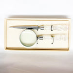 Magnifying Glass and Letter Opener Set with Crystals Handle