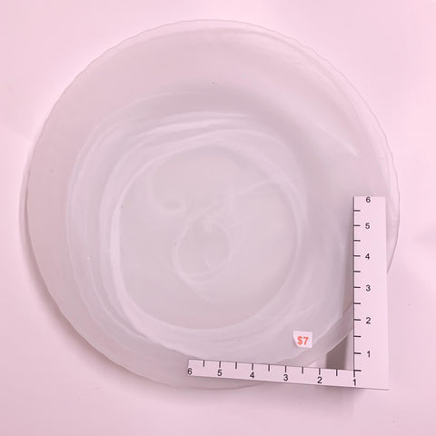 White Marble Finish Glass Platter